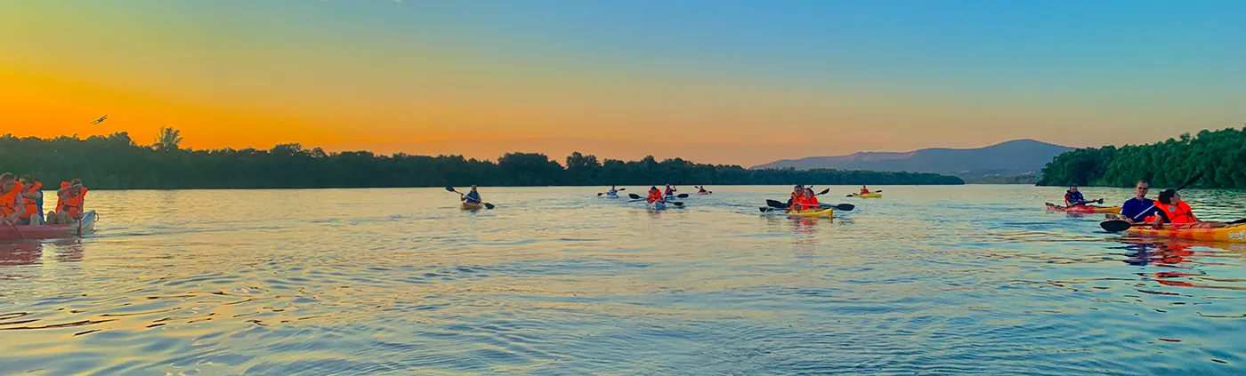 naplementés csapatépítő vízitúra sütögetéssel